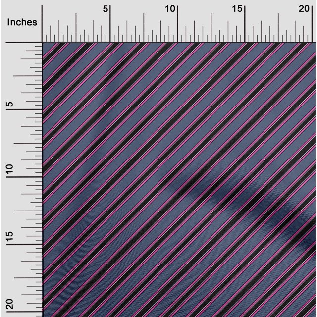 oneOone Rayon Dark Dusty Blue Fabric Stripes Sewing Material Print Fabric By The Yard 56 Inch Wide