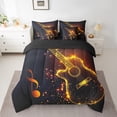 thumbnail image 2 of Electric Guitar Bed in a Bag King 7 Pieces,Golden Music Notes Comforter Set Reversible Musical Stringed Instruments Design,Soft Breathable Bedding Sets with Comforter,Sheets,Pillowcases & Shams, 2 of 5