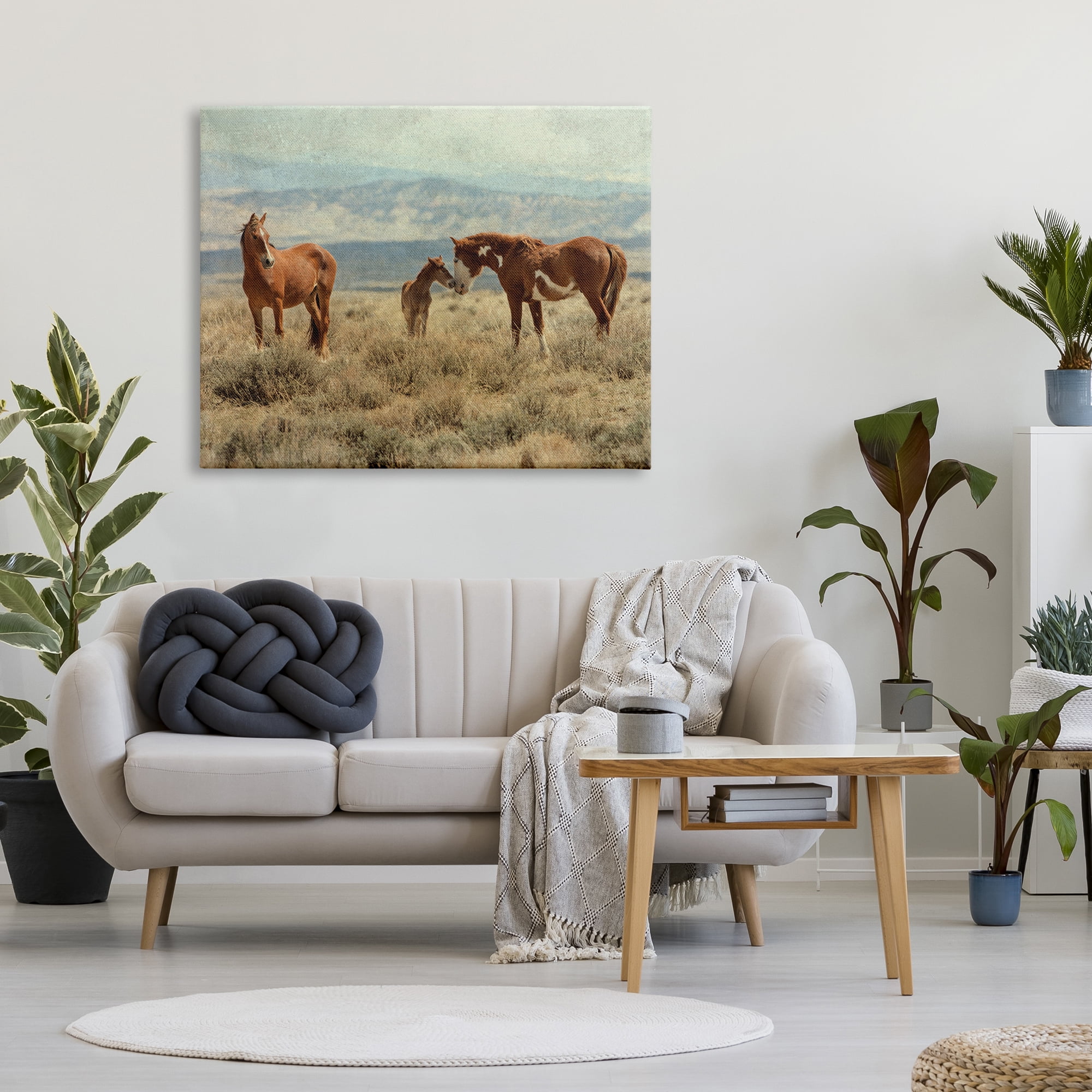 Stupell Industries Heartening Horse Foal Family Scenic Mountain Clouds Photograph Gallery Wrapped Canvas Print Wall Art, Design by Jan Walters