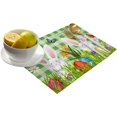 thumbnail image 2 of Easter Day Placemats Set of 4 - Happy Easter Cute Rabbit Eggs Spring Flower Place Mat for Dining Table Washable Cotton Linen Table Mats, 12 x 18 Inch, 2 of 6
