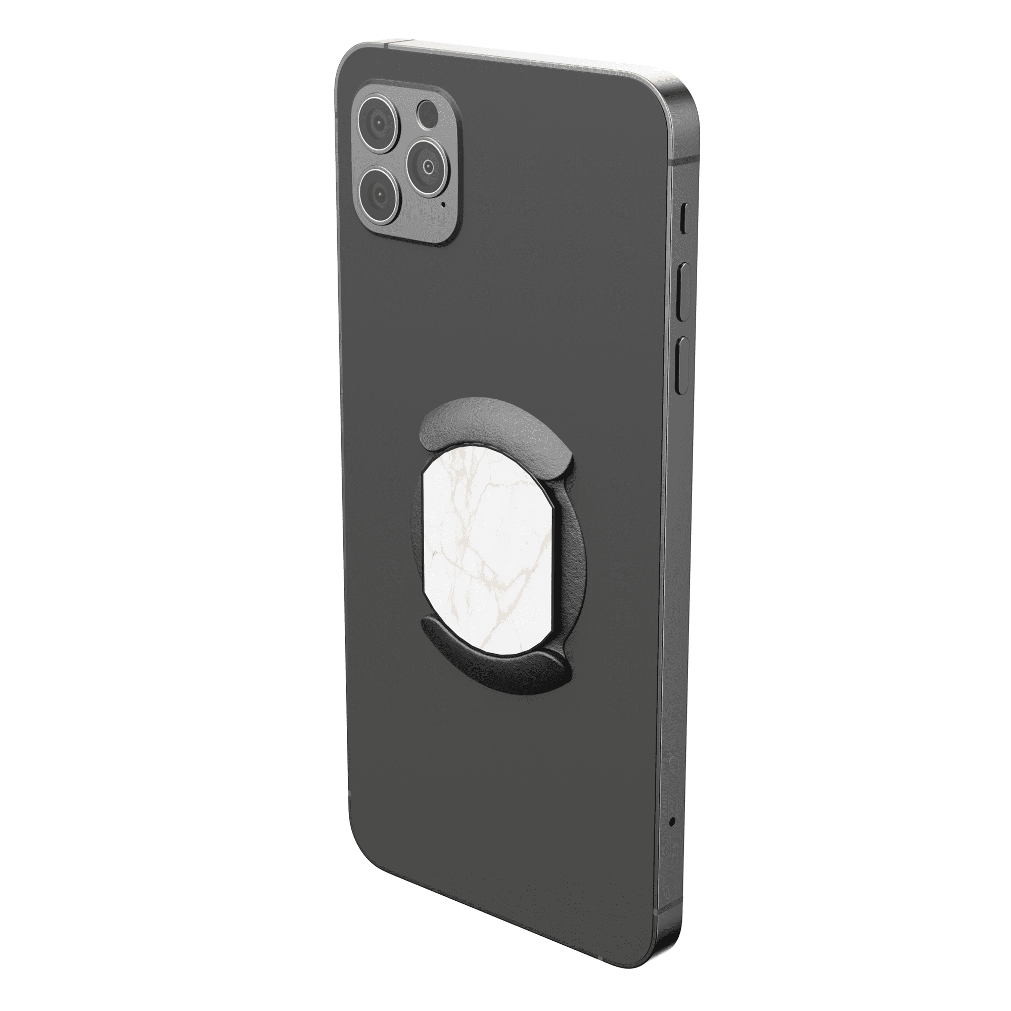 SpinPop Slim Grip - Compact and Sturdy Grip + Kickstand for Phone - White Gold Marble