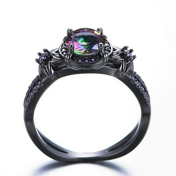 Vintage Black Gold Skull Women's Ring Purple Zircon Punk Halloween