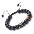 thumbnail image 1 of Minnieouse 26 pulseras con letras ajustables de 10mm, cuentas de piedra de ojo de tigre de ónix negro Natural, de cuerda trenzada, regalo Ropa, zapatos y accesorios Miscelánea No.16 Minnieouse AP006886-16, 1 of 6