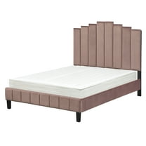TMS Deco Modern Queen Velvet Panel Bed, Dusty Rose