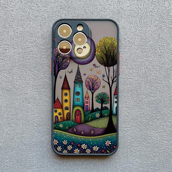 Hand Painted Forest House Phone Case For iphone 15 14 Pro Max Plus 11 13 12 Pro Max Mini X XR XS 7 8 Plus Shockproof Back Cover JIANGLANG