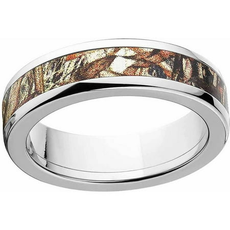 Mossy Oak Duck Blind Camo Stainless Steel Ring with Polished Edges and Deluxe Comfort Fit