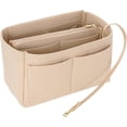 thumbnail image 1 of Organizador de monedero para bolsos, organizador de fieltro premium con bolsillo con cremallera, (mediano, beige), 1 of 5
