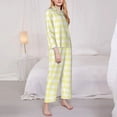 thumbnail image 3 of Balery Lemon Yellow Checkboard Conjunto de Pijama con Estampado para Mujer, Conjunto de Dos Piezas con Manga Larga, Ropa de Dormir Suave con Bolsillos, Pijamas Cómodos-Large, 3 of 7