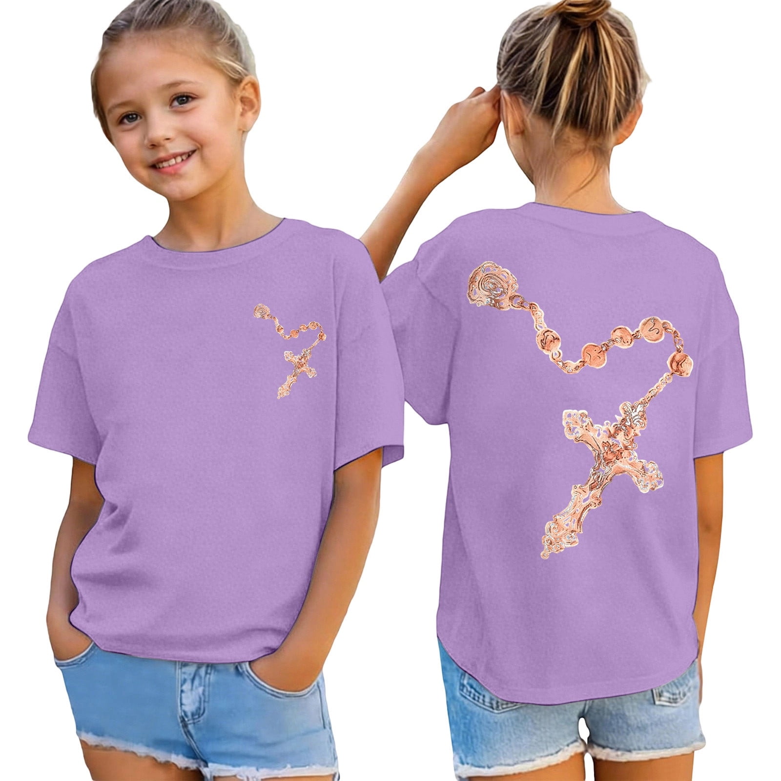 Miaoju Kids T Shirts for Boys Crew Neck Solid Color Short Sleeve T Shirt Loose Summer Tops T Shirts for Boys and Girls