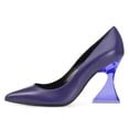 thumbnail image 5 of FSJ Women Classic Pointed Closed Toe Dressy Pumps Transparent Flared Sculpted High Heels Size 5.5 Purple, 5 of 6