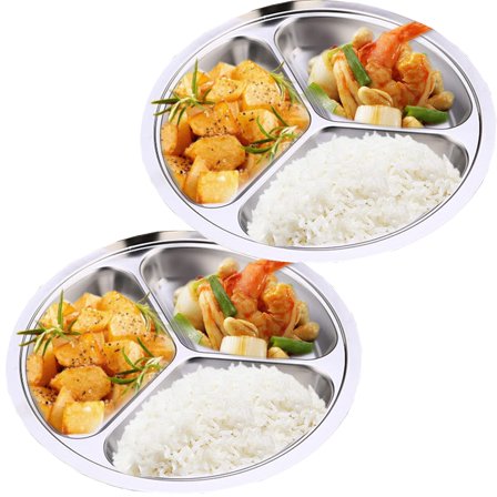 YSTDHL 3 Pack Stainless Steel Rectangular Divided Plates Tray, 5 ...