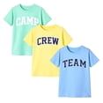 thumbnail image 3 of HILEELANG 4-13 Little/Big Boys Light Blue/Yellow/Mint Team Crew Camp 100% Cotton 3-Pack Short Sleeve T-Shirt, Size 10-11, 3 of 12