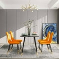 thumbnail image 3 of Velvet Dining Chairs, Modern Dining Chair with Golden Metal Legs, Multiple Color Upholstered Dining Chairs, Accent Desk Chair for Dining Room, Kitchen, Vanity, Living Room(Orange,Set of 2), 3 of 5