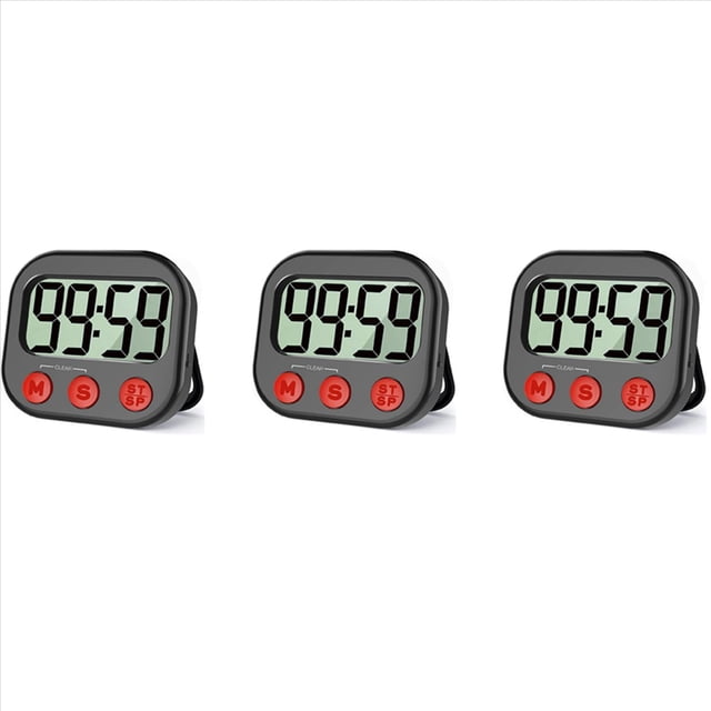 3X Temporizador de Cocina, Temporizador Visual Digital, Reloj Magnético, CronóMetro, Temporizador de Cuenta Regresiva, Pantalla LCD Grande para Cocinar