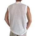 thumbnail image 4 of Kalauyu Sleeveless Hollow Mesh Knit Tank Tops for Men Round Neck Perforated Breathable Casual Summer Beach Tops, 4 of 5