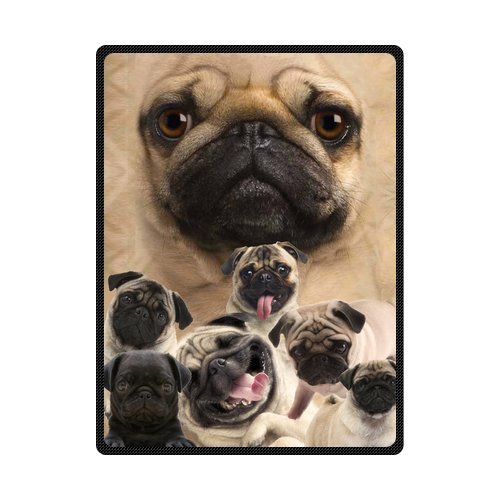CADecor Pug Dog Fleece Blanket Throw Blanket 58x80 inches