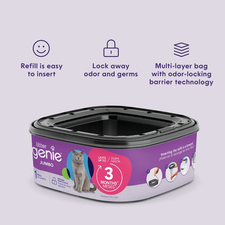 Litter Genie Cat Litter Disposable Jumbo Refill Lasts Up to 3 Months 21 ft Size 21 Feet If Refill