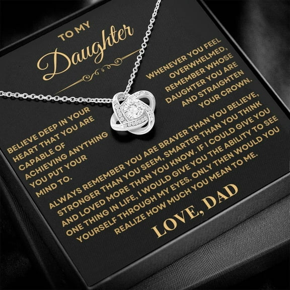 MERCH BY ANUBHUTI Daughter Love Knot Necklace Gift from Dad for Birthday Christmas Graduation