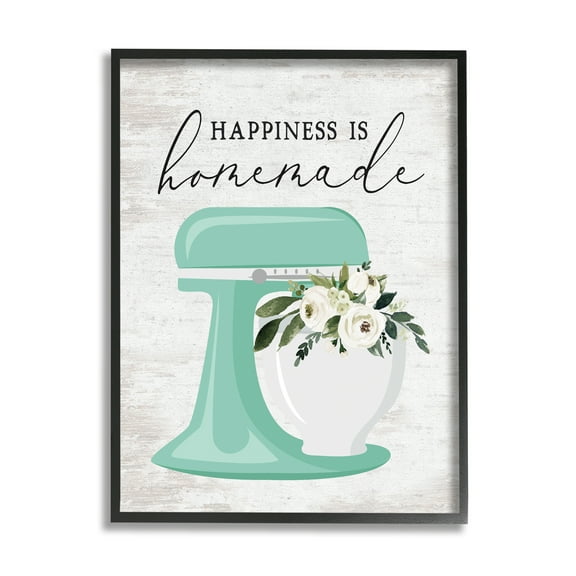 Stupell Industries Happiness is Handmade Phrase Food & Beverage Painting Black Framed Art Print Wall Art, 11 x 14