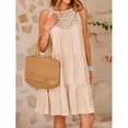 thumbnail image 4 of jinghuiyue Women’s Summer Hollow Out Halter Dresses Sleeveless Casual A-Line Tiered Swing Mini Dress Beach Vacation Sundress S, 4 of 6