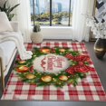 thumbnail image 4 of Area Rug Machine Washable Simple Christmas Wreath Theme, 7 X 8 ft Large Carpet Foldable for Bedroom Dining Room Home Office, Red Fade Stain Resistant Indoor & Outdoor Rugs, 4 of 7
