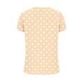 thumbnail image 5 of YeJammarp Cotton V Neck T Shirts Womens Loose Fit Elegant Retro Polka Dots Print Short Sleeve Casual Summer Tops (Large, Beige), 5 of 5