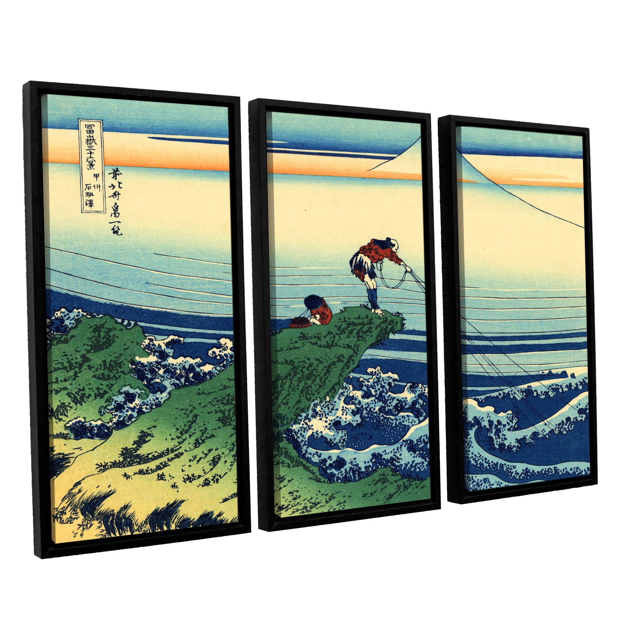 ArtWall Katsushika Hokusai "Kajikazawa in Kai Province" 3-Piece Floater Framed Canvas Set