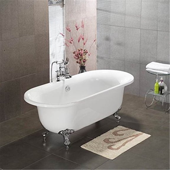 Cambridge Plumbing Inc ADE-NH-BN Acrylic Double Ended Clawfoot Bathtub 70 x 30 in. with No Faucet Drillings and Brushed Nickel Feet