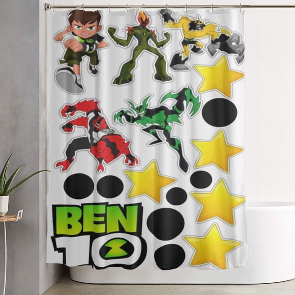 Shower Curtain Cartoon Art Bath Shower Curtains with 12 Hooks, Waterproof Washable Polyester Bathroom Home Decor Set 60x72 Inch Iron
