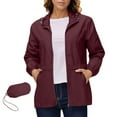 thumbnail image 5 of BRGZLK Rainproof Jacket For Women Waterproof Lightweight Zipper Coat Long Sleeve Hooded Jacket Windbreaker Raincoat with Pocket Includes Storage Bag Wine L, 5 of 5