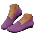 thumbnail image 3 of Duqingm Shoes for Women Dressy Casual Women's Knitted Flat Shoes Lightweight Comfy Loafers Footwear Casual Breathable Mesh Walking Shoes Purple,9.5, 3 of 7