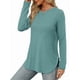 thumbnail image 3 of Camisa de Larga con Cuello Redondo para Mujer, Básica, Holgada, Informal Lago Azul L, 3 of 5