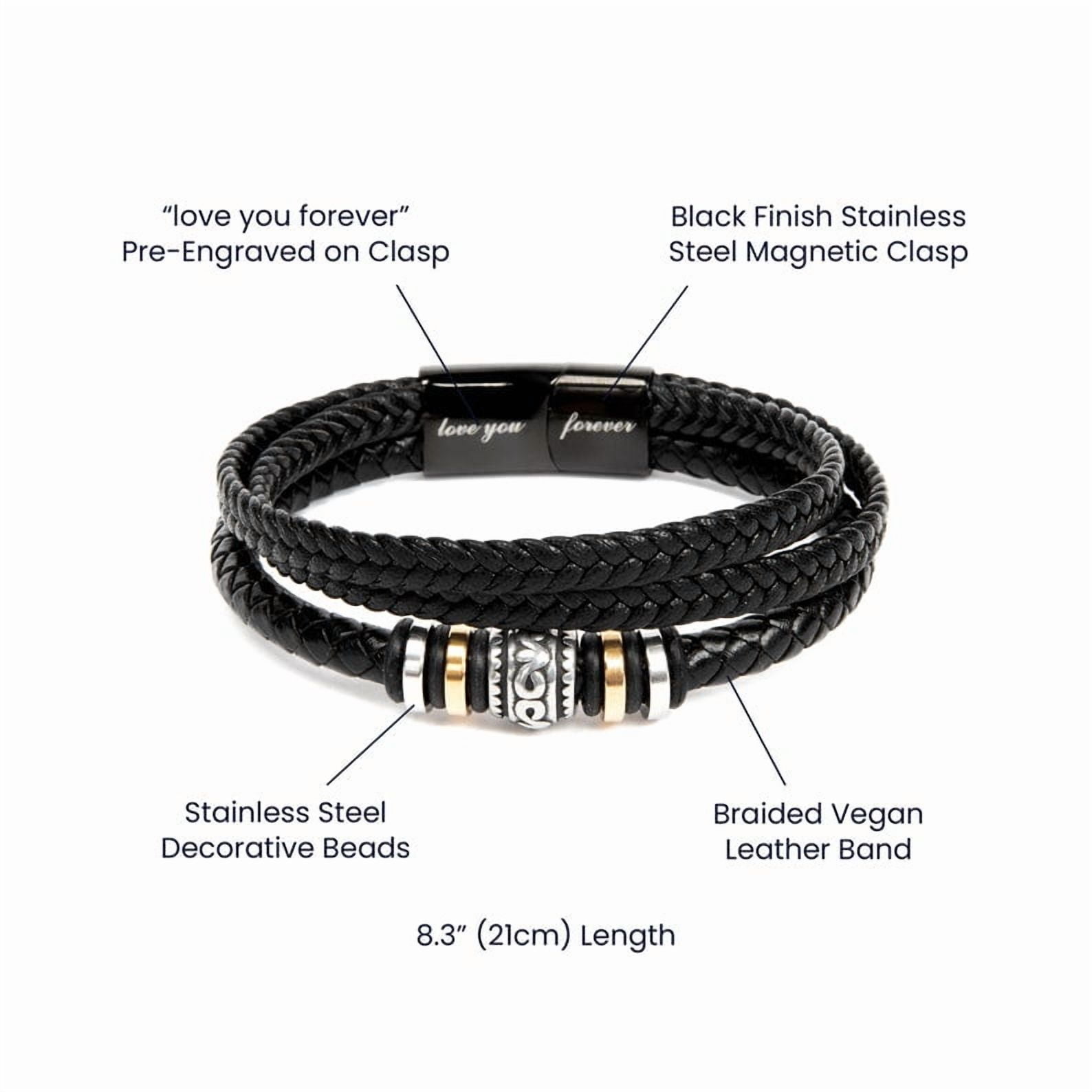 Son Getting Married Gift from Mom, Leather Bracelet Gift To Son On Wedding Day, Wedding Gifts for Son from Mom, Mom To Groom Bracelet, Bracelet for Son from Mother with Personalized Card and Box