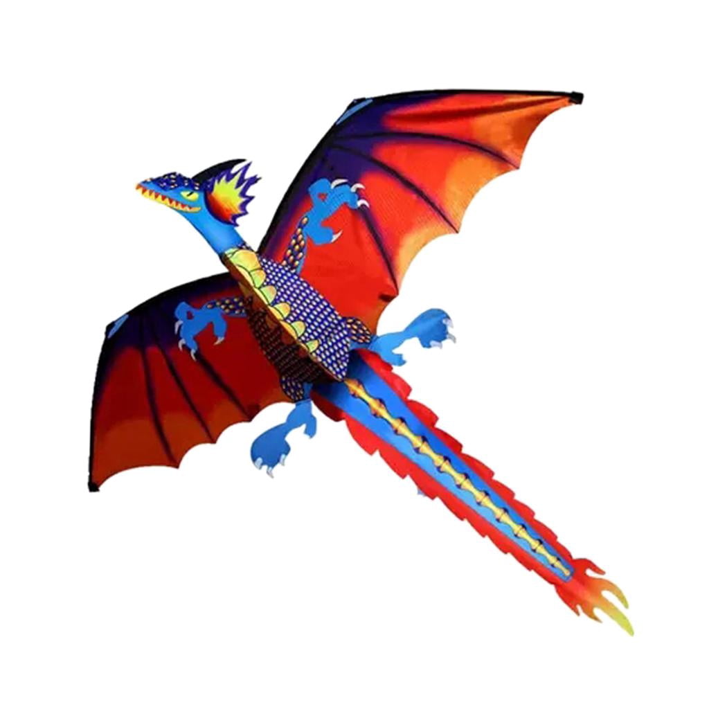 LeeQinersw Large Dragon Kite for Kids Adults Fun Outdoor Park Beach Activity Game Children Gifts with Tail Quilaty Cloth 55x47 Inch