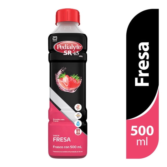 Solución Oral Pedialyte 45 meq Fresa para Deshidratación por Diarrea Pack 12 de 500ml c/u