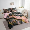 thumbnail image 3 of Castle Fairy Abstract Marble 7-Piece Bedding Comforter Set,Stone Pattern King Bedding Sets,Gold Metallic Ultra Soft Bed Sheets,Microfiber Watercolor Bedroom Decor,Reversible, 3 of 8