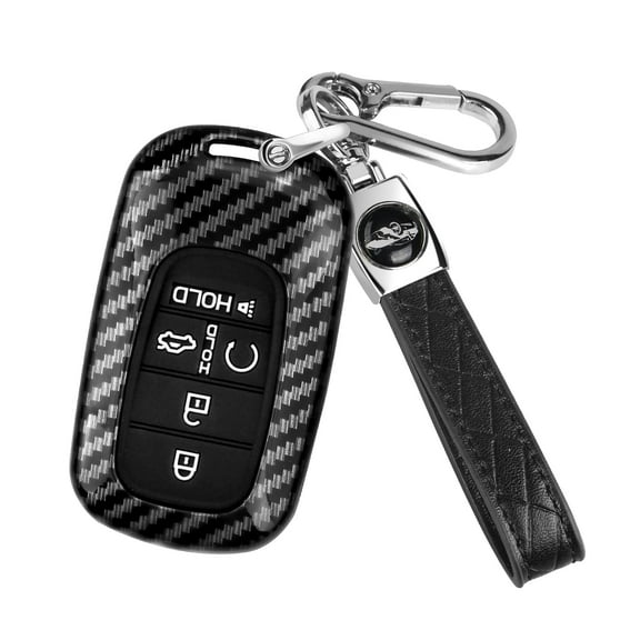 for Honda Civic Key Fob Cover, Key Case with Keychain for Honda 2023 2024 2025 Accord CR-V HR-V V Pilot SI EX EX-L Touring Carbon Fiber Key Fob Case Protector