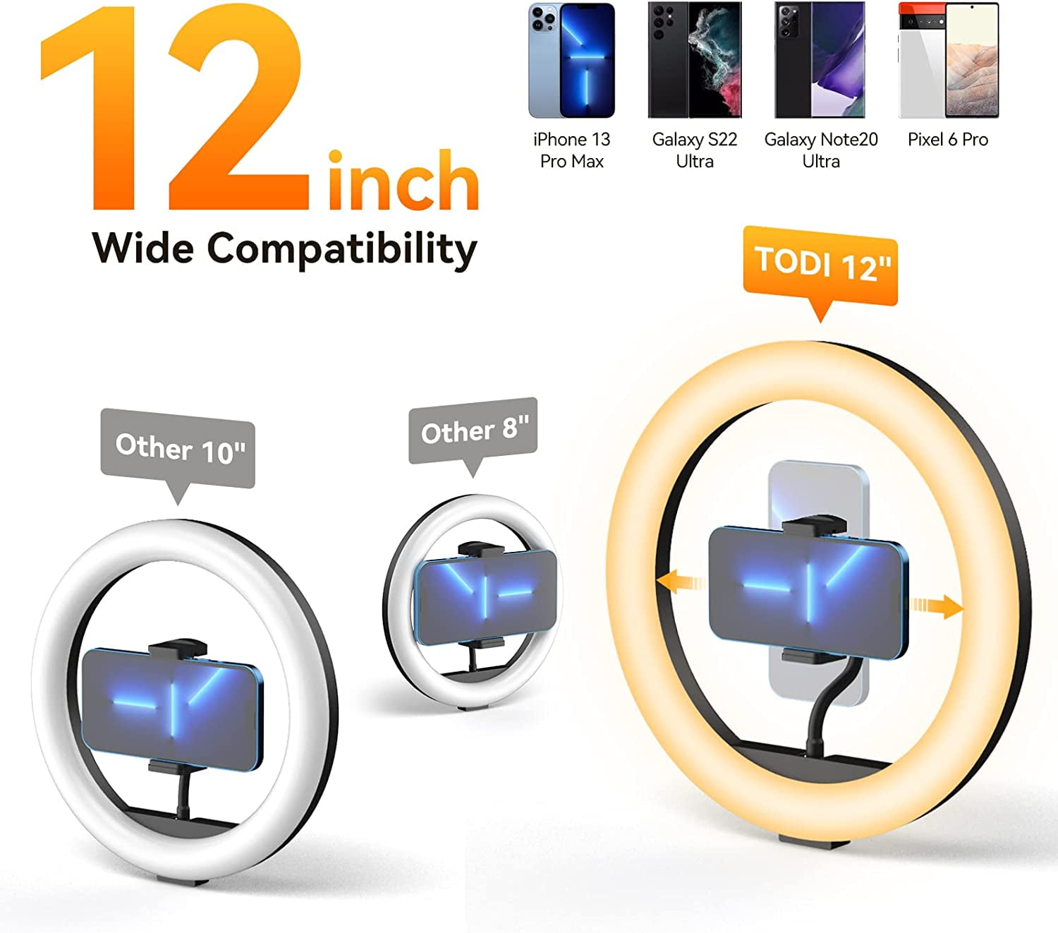 12" Ring Light with 63" extendable Tripod Stand, Selfie RingLight with Phone Holder and Selfie Remote, 2-in-1 Dimmable LED Ring Light for Makeup, Live Stream, Photography