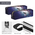 thumbnail image 4 of Rateoe Planets Stars And Galaxies Print Leather Pencil Case with Smooth Zipper, Compact Storage for Writing Tools & Art Supplies, 8.26" x 1.96" x 2.16", 4 of 7