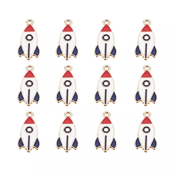 U8MO 40x Enamel Rocket Charms Pendants for DIY Hair Ornament Keychain Jewelry Making