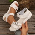 thumbnail image 2 of Womens Sandals Comfortable Casual Summer New Solid Outdoor Wear Beac Wedge Heel Flat Sandals, 2 of 9