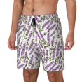 thumbnail image 1 of Bingfone Lavender Flowers for Men's Double Layer Swimming Trunks with Lining, Drawstring Style with Pockets Beach Shorts Men's Swimsuit-3X-Large, 1 of 6