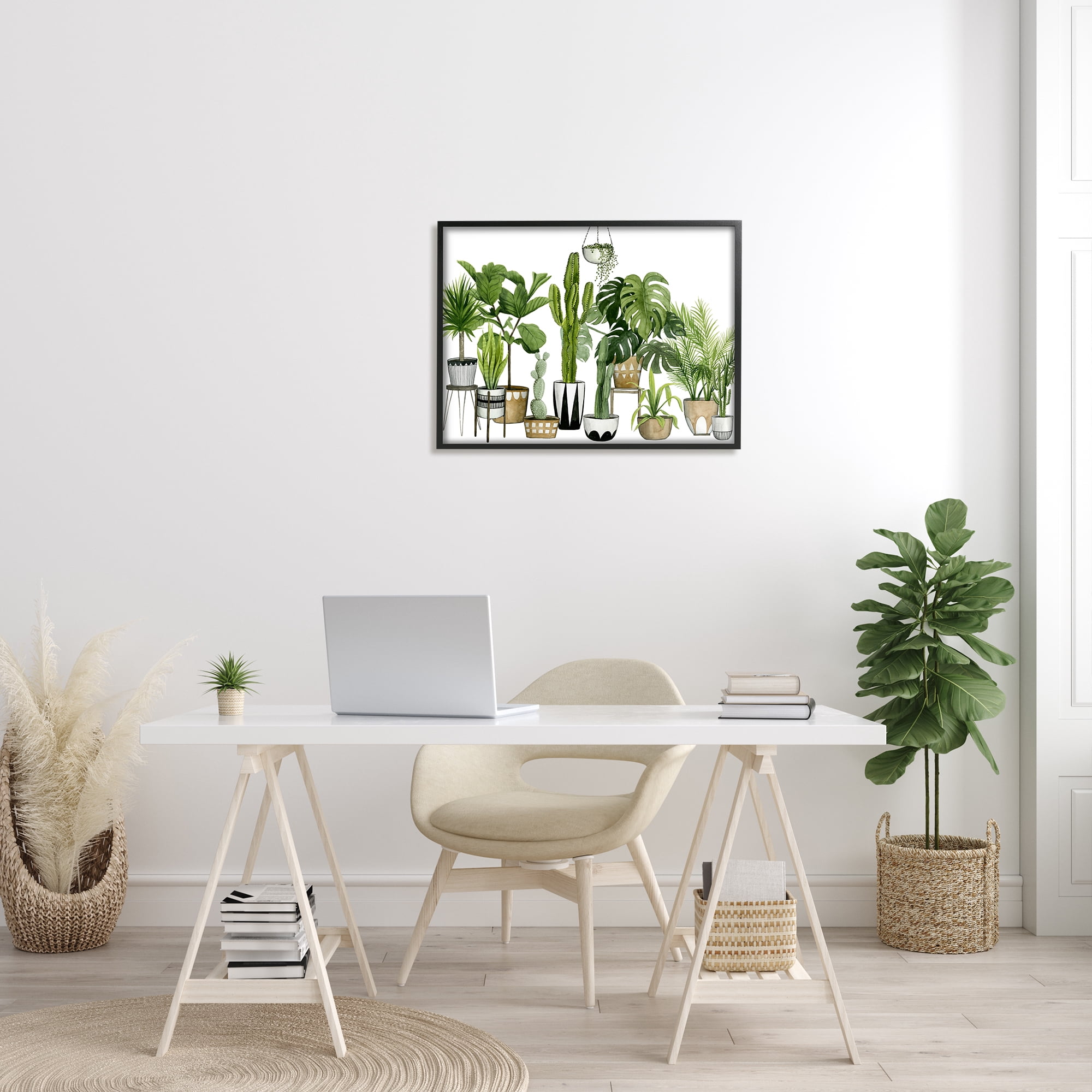 Stupell IndustriesBoho Plant Scene with Cacti and Succulents in Geometric Pots WatercolorFramed Wall Art by Grace Popp