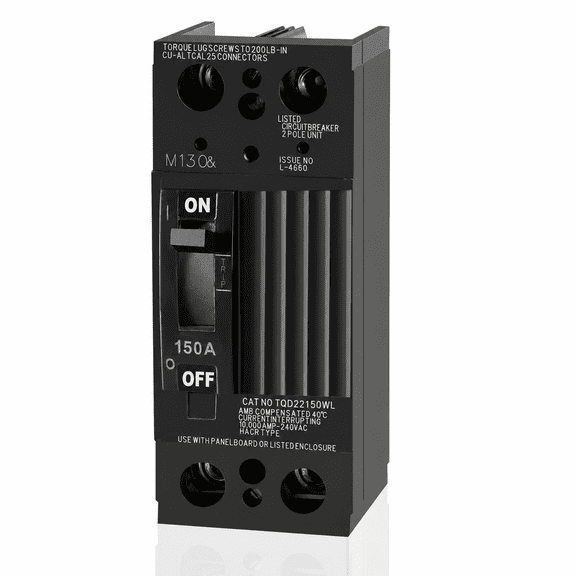 New TQD22150WL 2-Pole 150 Amp Circuit Breaker, 240V Bolt-On Replacement for GE Load Centers