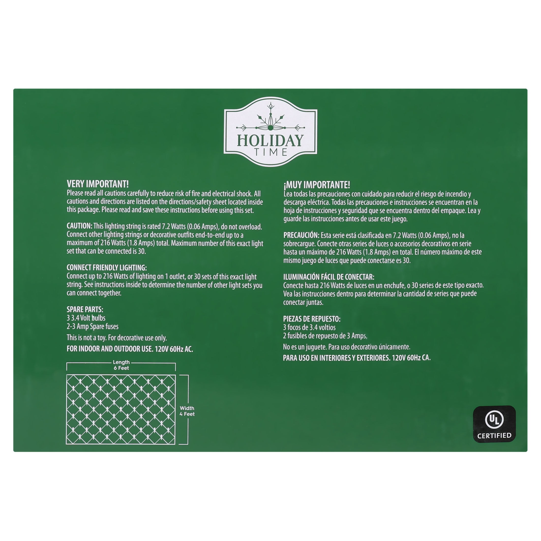 Indoor/Outdoor 150-Count LED Christmas Net Lights, Blue, Green Wire, 6' x 4', by Holiday Time