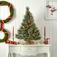 thumbnail image 5 of Nearly Natural 3 ft. Christmas Tree w/Clear Lights, Frosted Tips, Pine Cones & Burlap Bag, 5 of 5