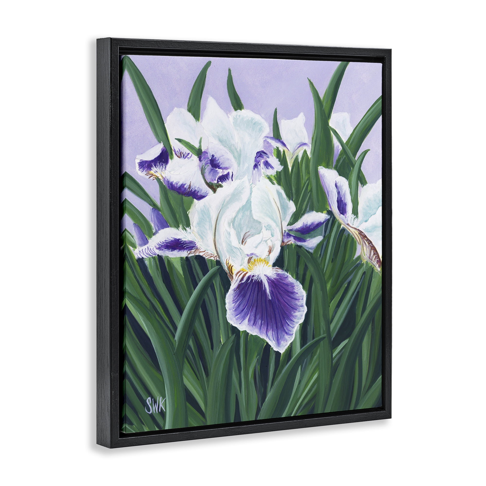 Stupell Industries Purple & White Irises Black Framed Floater Canvas Wall Art, design by Sarah Waldron Kimball
