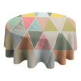 thumbnail image 4 of Multi Color Triangle Checkered Pattern Round Tablecloth 60"x60",Wrinkle Wipeable Table Cloth for Kitchen Dining Room Picnic Patio Party, 4 of 6