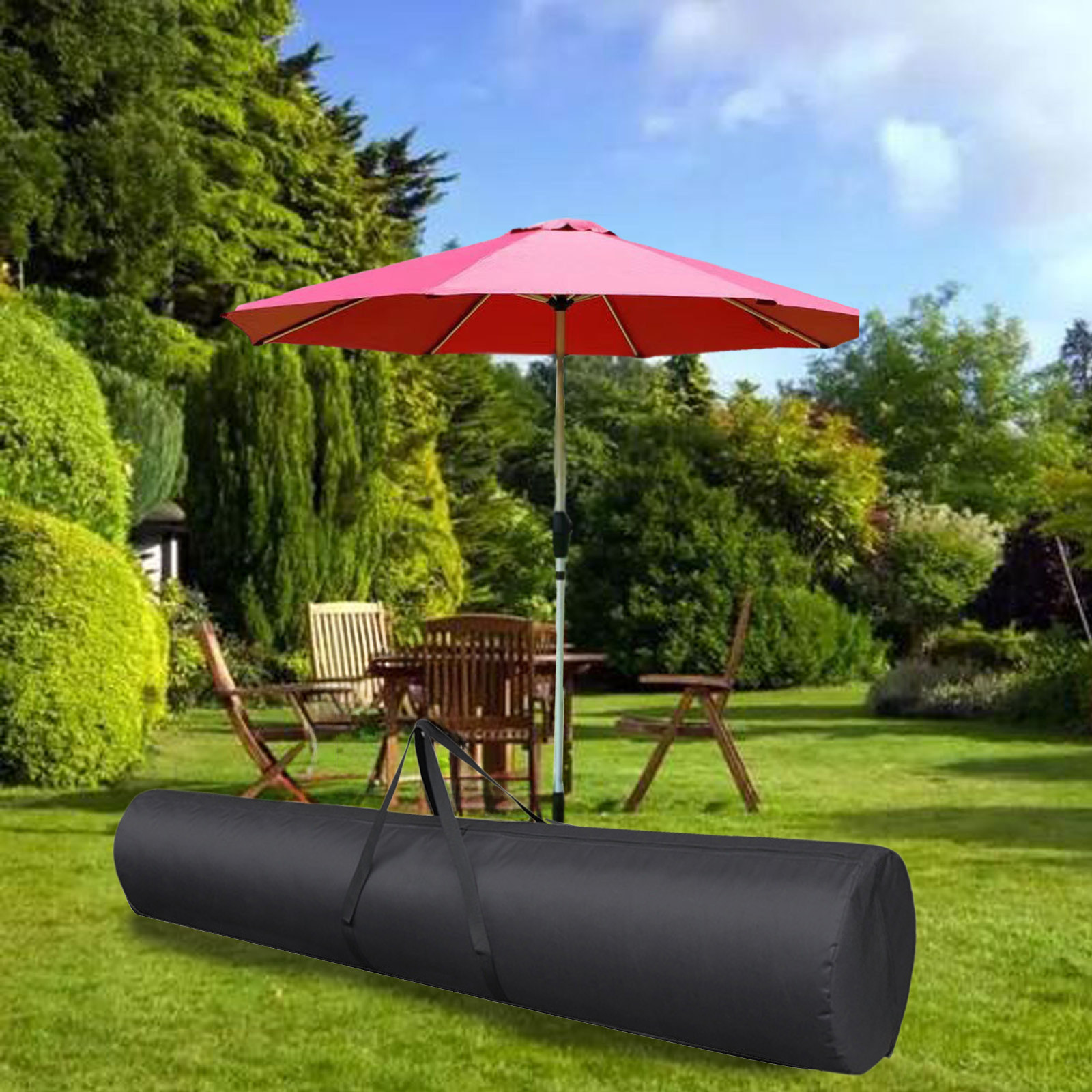 Yoziaaoa 3 Pcs Patio Umbrella Cover Bag,Umbrella Covers for 150x38cm Outdoor Umbrellas with Zipper,Patio Umbrella Hammock Storage Carrying Bag(Black)