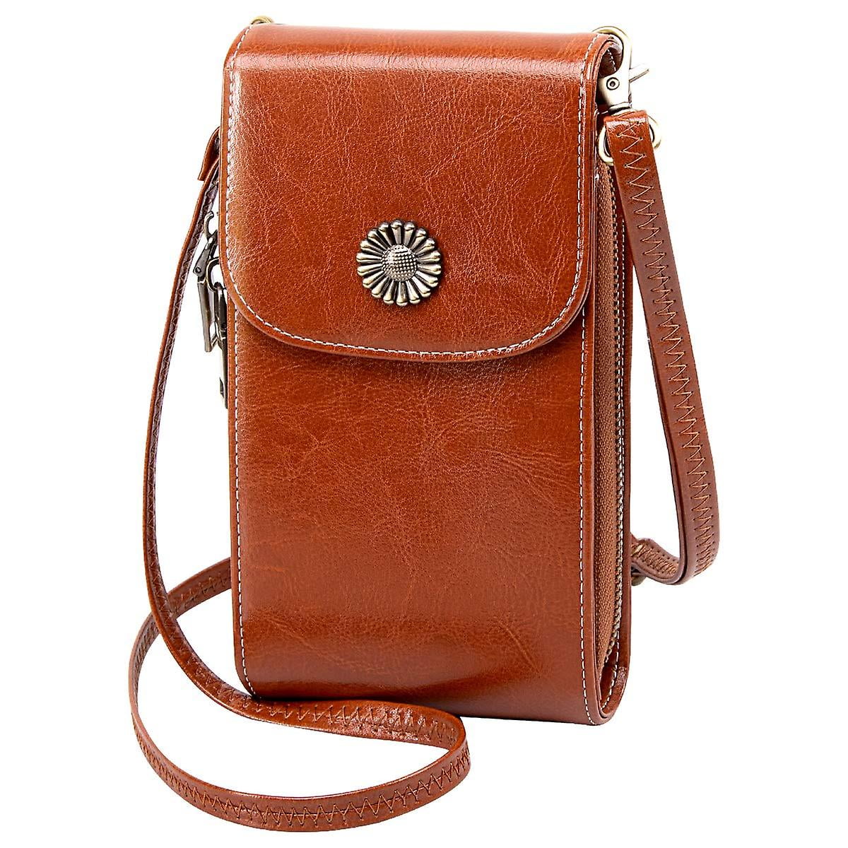 Women Crossbody Phone Bag With Card Slots Genuine Leather Phone